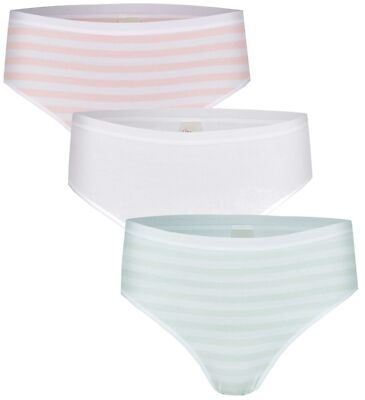 3 x Nina von C. Damen Basic Bikinislip Slip Unterwäsche Streifen unifarben neu