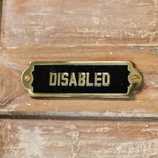 Solid Brass "Disabled" Bathroom Sign