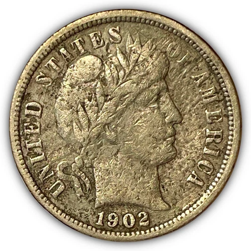 1902-O Barber Silver Dime Extremely Fine XF Coin, Details #4226