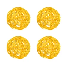 4 Pcs Wicker Rattan Balls 3.9 Inch Rattan Decorative Balls for Centerpiece Bo...