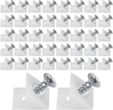 120 Pcs Drawer Bottom Support Brackets,Drawer Wedges with Screws, White 