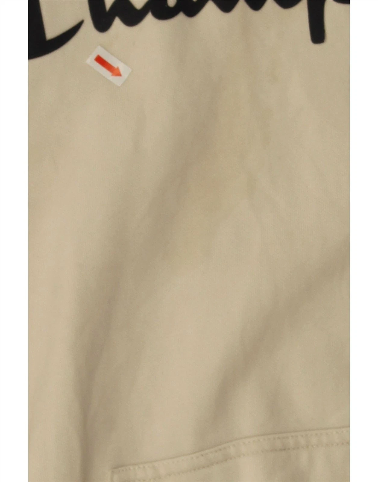 OFF WHITE CHAMPION maglione donna oversize grafico con cappuccio UK 10 piccolo bianco sporco CJ18