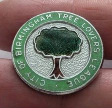 City Of Birmingham Tree Lovers League Vintage Enamel Pin Badge