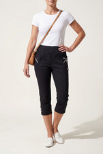 Ladies Cropped Trousers 3/4 Capri Pants Elasticated Waist Pull On Pockets 10-20