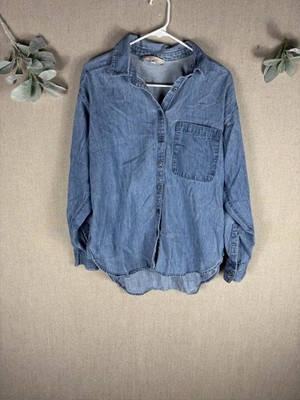 Loft   Light Wash Denim Button-Up Shirt Small