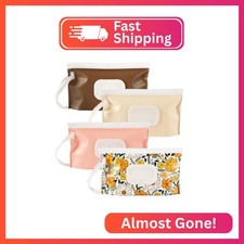 FEBSNOW 4 Pack Baby Wipes Dispenser, Portable Refillable Wipe Holder Baby Wipes