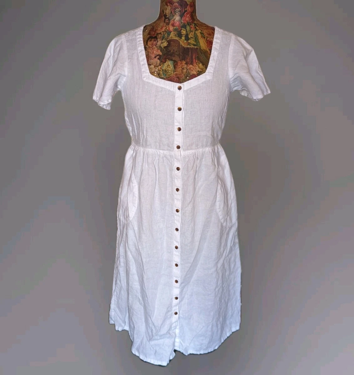 knee length dresses for ladies 100% Linen Swing Beach Tank Dress GIANA – LINTICO main image 0