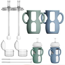 Straw Cup Conversion Kit Compatible with Philips Avent Natural Glass Bottles,...