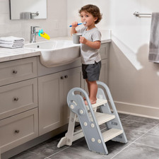 Adjustable Toddler Step Stool with Handles, Converts from 3-Step to 2-Step as Ki