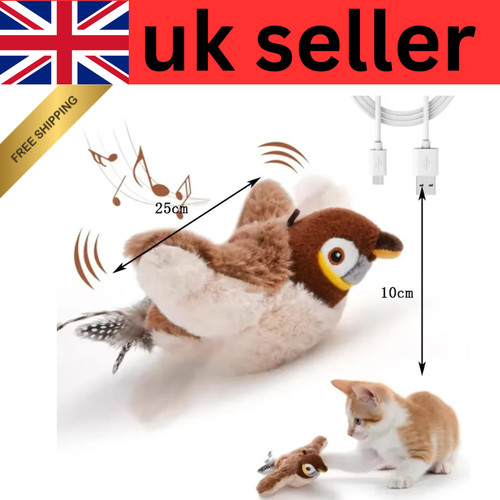 Electronic Interactive Fly Bird Cat Toys USB Pet Simulation Sparrow Toy