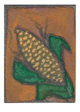 Original ACEO  —Iowa Corn— Gouache Watercolor & Wax on Paper — Iowa SER #4/9