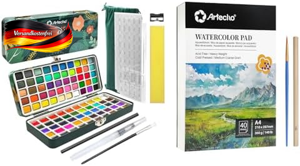 Aquarellfarben Set 100 Farben Mit Pinsel Und Papier FüR KüNstler Und Hobbyisten-image