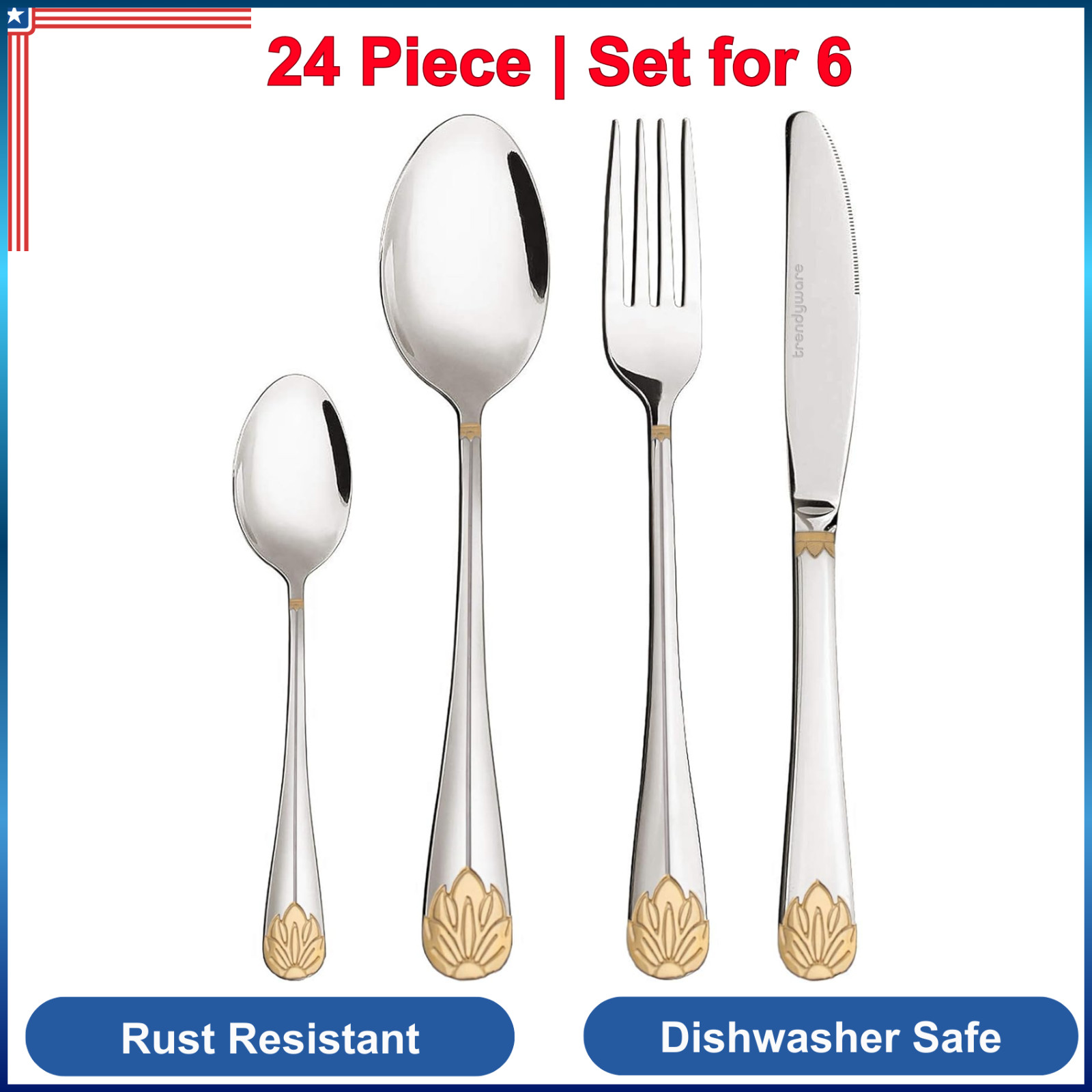 Limited Edition, 24 Pcs Dinnerware Set, Flatware Set For 6 S