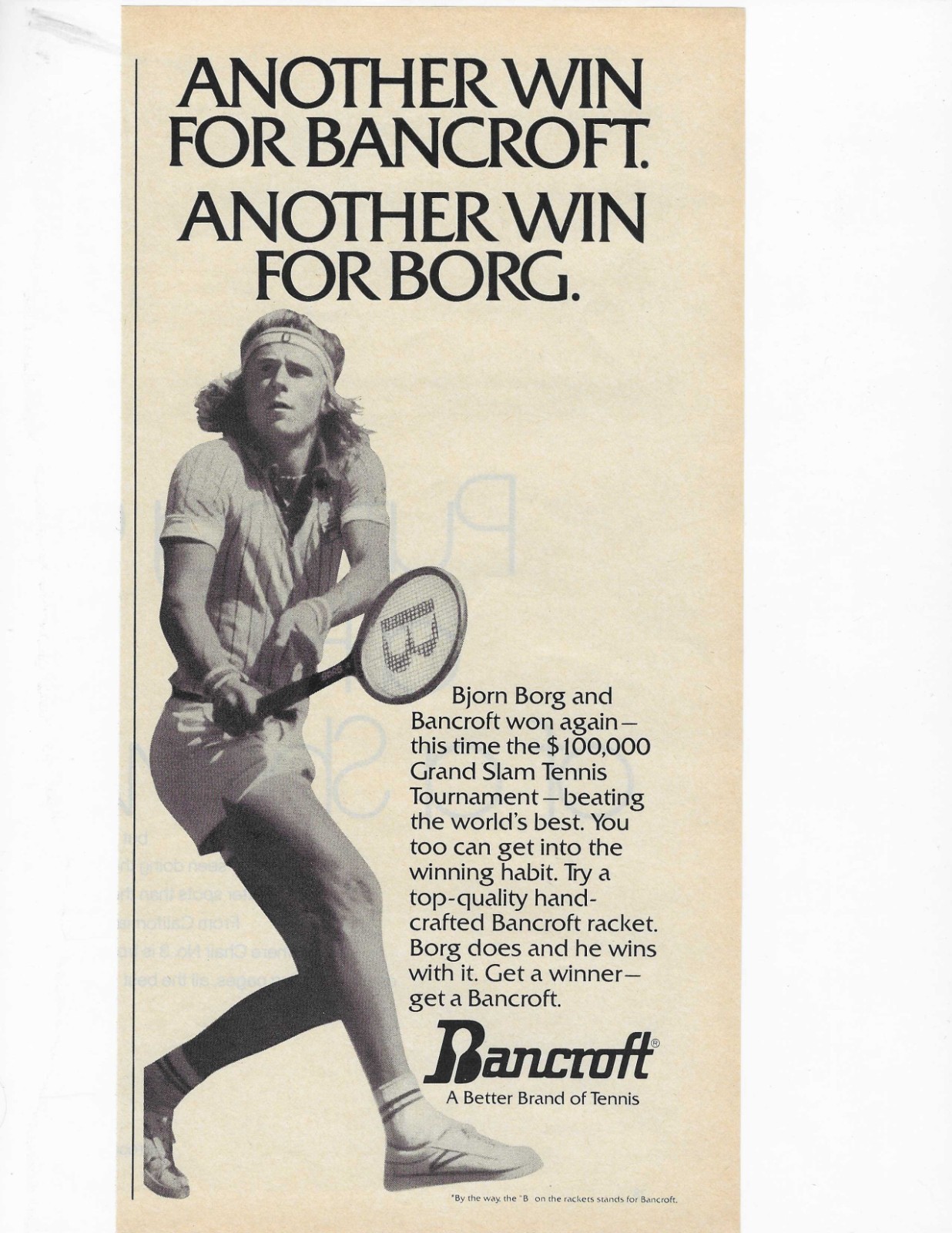 Tennis Bjorn Borg   Bancroft  Original Print Ad