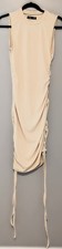 CBR WOMENS RUCHED BODYCON MINI DRESS BEIGE NWT