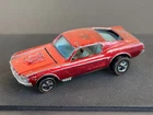 Vintage Hot Wheels Redline 1968 Red Custom Mustang HK - Dark Int., All Original!