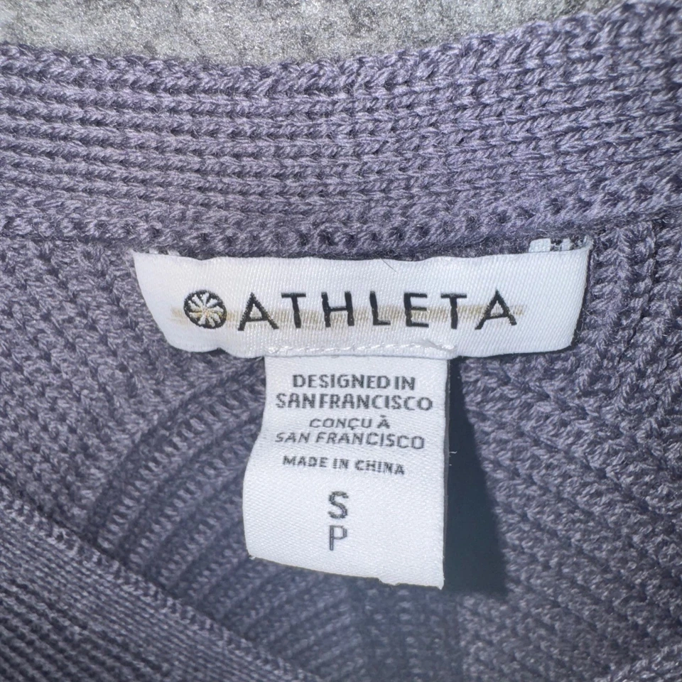 Suéter Athleta Hanover III Cuello en V Púrpura Acanalado Tejido Mezcla Lana Merino Talla S NUEVO Foto 3 de 4