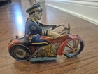 Vintage Louis Marx - Tin Litho Police Windup Motorcycle - Works