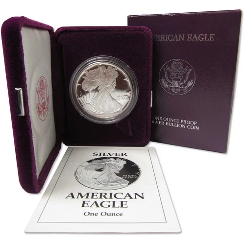 1993 P American Silver Eagle Bullion Proof $1 Coin Collectible OGP COA