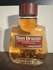 Vtg Mennen Skin Bracer Burnished Leather After Shave 1.5 Oz  Glass  New FULL!!