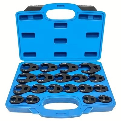 This Is a 19pcs Metric Tool Set of Jumbo Crowfoot Flare Nut Wrenches, Designed f
