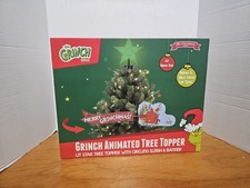 The Grinch Dr Seuss Mr Christmas Animowany topper na choinkę Zielona gwiazda Grinchmas 22"