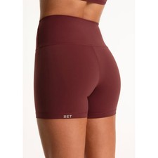 SET Activewear High Waisted Biker Shorts Gym Workout Maroon Purple Medium