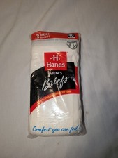 NOS Hanes 1997 3 pk Underwear Mens sz 40 Briefs White 100 Cotton Tighty Whities