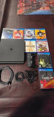 Sony PlayStation 4 PS4 Slim Console Bundle Controller 8 Games HDMI Tested Works