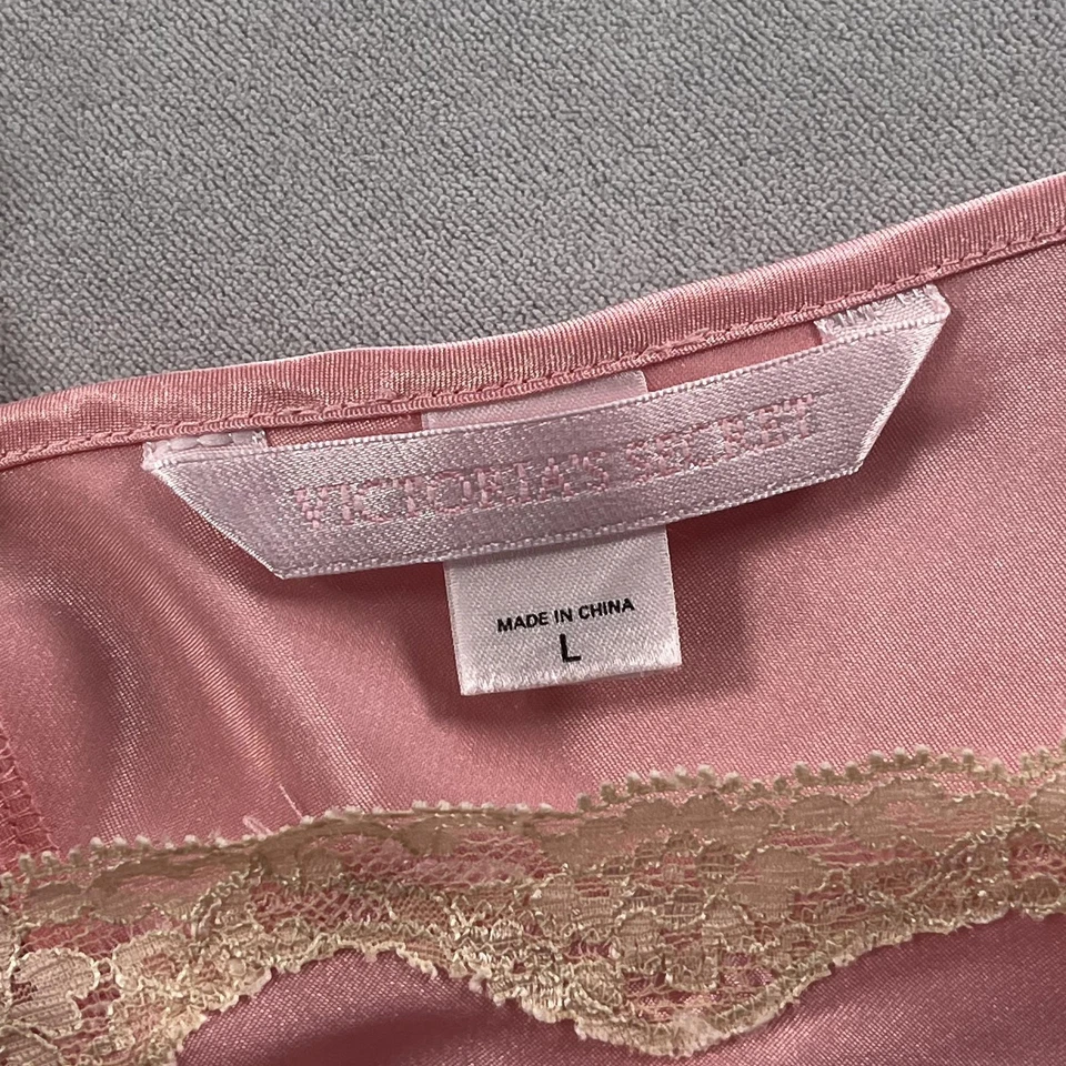 Vestido Vintage Victorias Secret Feminino Grande Rosa Cetim Renda Camisola Anos 2000 - Imagem 3 de 4