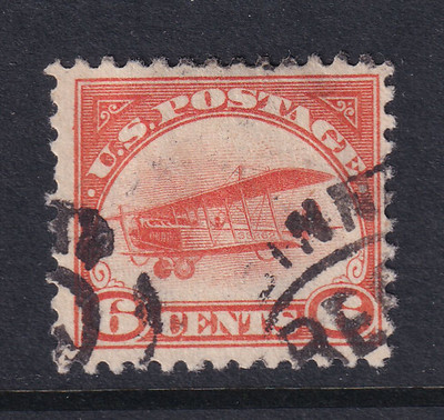 #ad #ad 1918 Airmail Sc C1 6c orange used single CV $30 Curtiss Jenny E3 $21.50