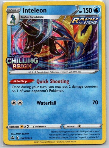Inteleon - (Prerelease) SWSH113 SWSH: Sword & Shield Promo Cards NM