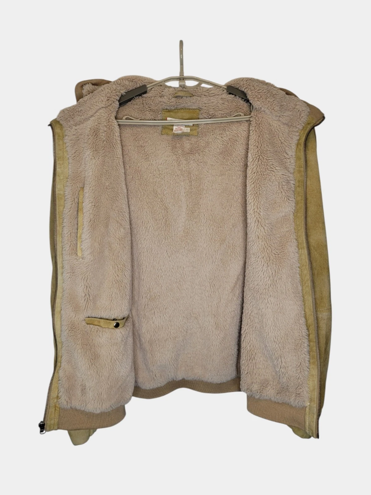 Carbon2Cobalt Spyglass Suede Hoodie Jacket L Wheat Brown Sherpa Lined image 6