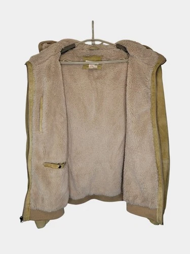 Carbon2Cobalt Spyglass Suede Hoodie Jacket L Wheat Brown Sherpa Lined image 6