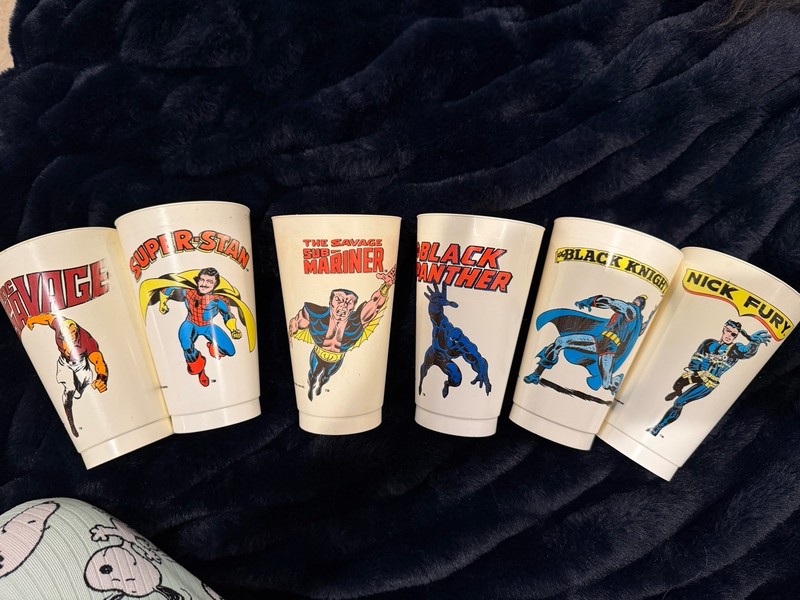 Vintage 1970s 7-Eleven Slurpee Cups Lot of 6 Marvel Superheroes