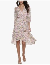 Tommy Hilfiger Chiffon Faux-Wrap Midi Dress, Size 18 New With Tags