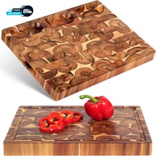 Acacia End Grain Cutting Board (17X13X1.5In) Butcher Block Reversible