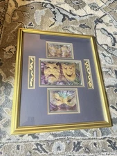 Mixed Media Signed Original Art Comedy And Tragedy, Mardi Gras