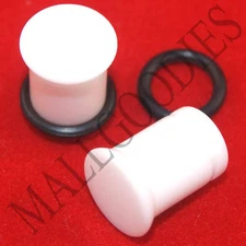 1306 White Acrylic Single Flare 0 Gauge 0G Ear Plugs 8mm MallGoodies 1 pair