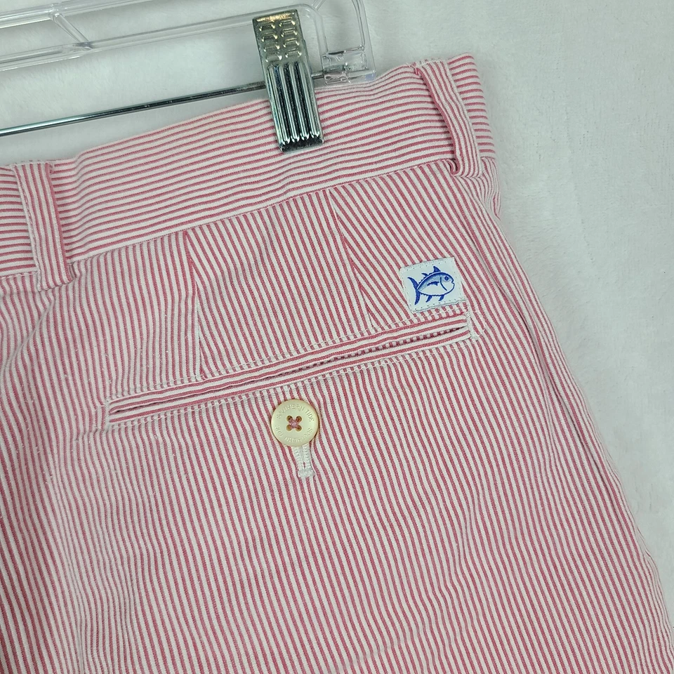 Southern Tide The Skipjack Chino Shorts Mens 34 Red White Striped Flat Front - Image 3 of 4