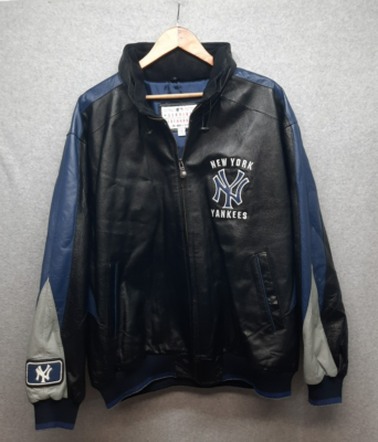 Vintage New York Yankees Leather Bomber Jacket G-III by Carl Banks