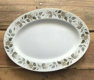 Bristol Fine China September Song Oval Platter Dish Plate Roses 12'' x 8.75 1950s
