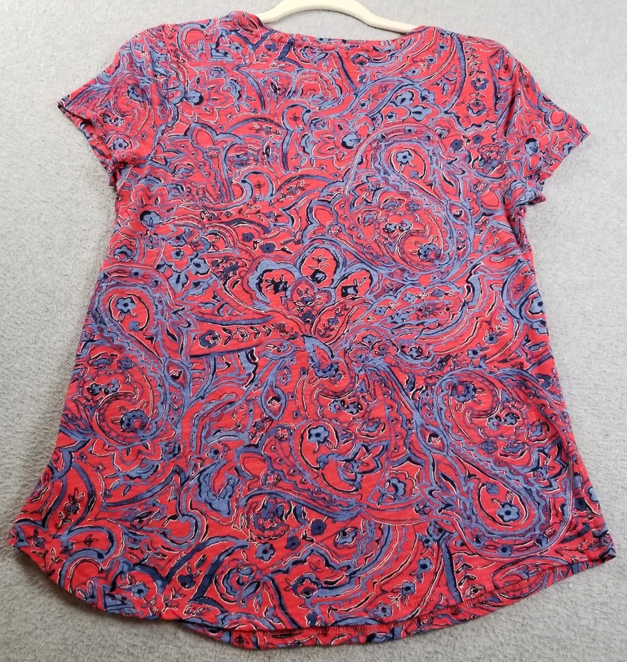 Женская футболка daisy fuentes средний размер M цветочный узор пейсли короткий рукав эластичная тонкая - Изображение 3 из 4