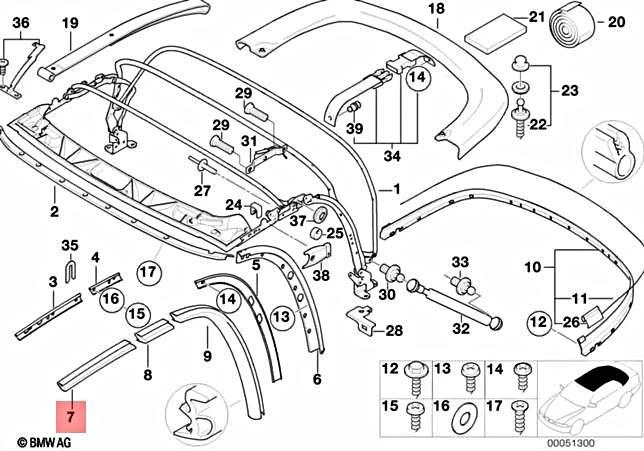 Genuine BMW Z3 Roadster Window Guide Right Front OEM 54318397658 