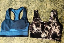 Lot 2-Victoria Secret Pink Avis Padded Sport Bra Racerback Blue Black Size S