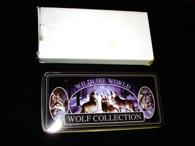 Set of 4 Wildlife World Wolf Knife Collection Set with Key Ring