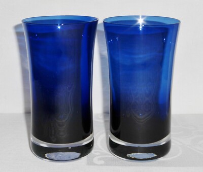 2 - Denby Mirage Blue Cobalt Flat Iced Tea Glasses Water Highball tumblers  6" | eBay