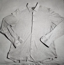 Massimo Dutti Shirt Men Size XXL Gray Dots Finest Fabric Long Sleeve Button Up