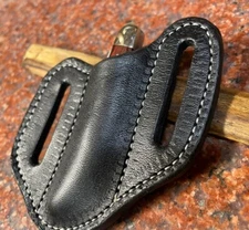 LEATHER KNIFE SHEATH FOLDING POCKET PANCAKE STYLE CROSS DRAW SCABBARD SHEATH 3”