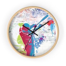 Baseball Art Wall Clock , Unique Gift | Colorful Home Wall Art | Modern Design